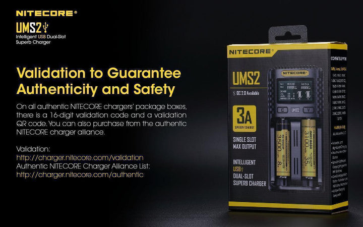 UMS2 Charger - 3A - Nitecore Singapore