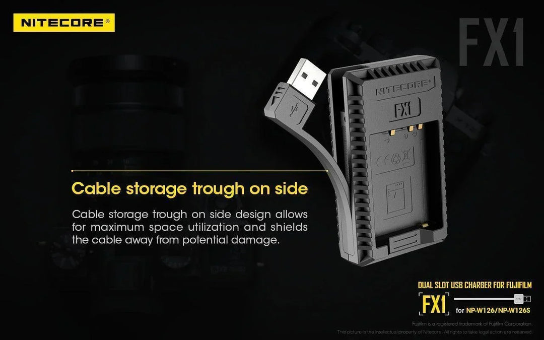 FX1 (Fujifilm NP-W126) Dual-Slot Battery Charger - Nitecore Singapore