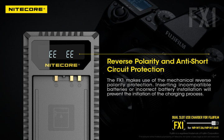 FX1 (Fujifilm NP-W126) Dual-Slot Battery Charger - Nitecore Singapore