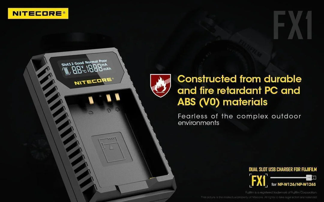FX1 (Fujifilm NP-W126) Dual-Slot Battery Charger - Nitecore Singapore