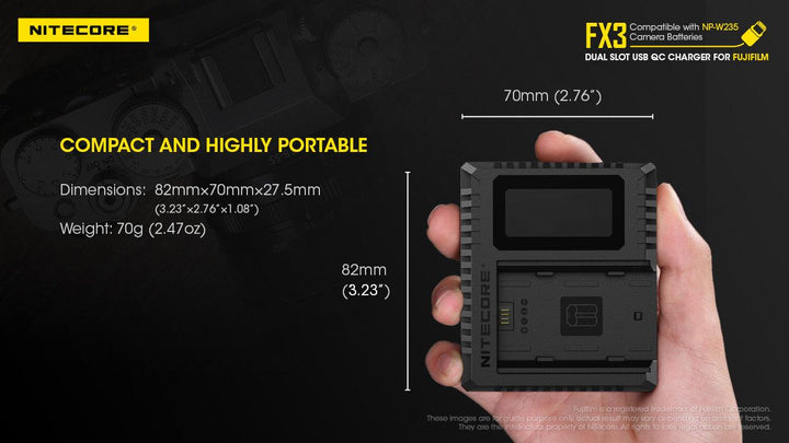 FX3 (Fujifilm NP-W235) Dual-Slot Battery Charger - Nitecore Singapore
