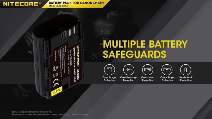 LP-E6N (1900mAh) Battery Pack for Canon (NC-BP005) - Nitecore Singapore