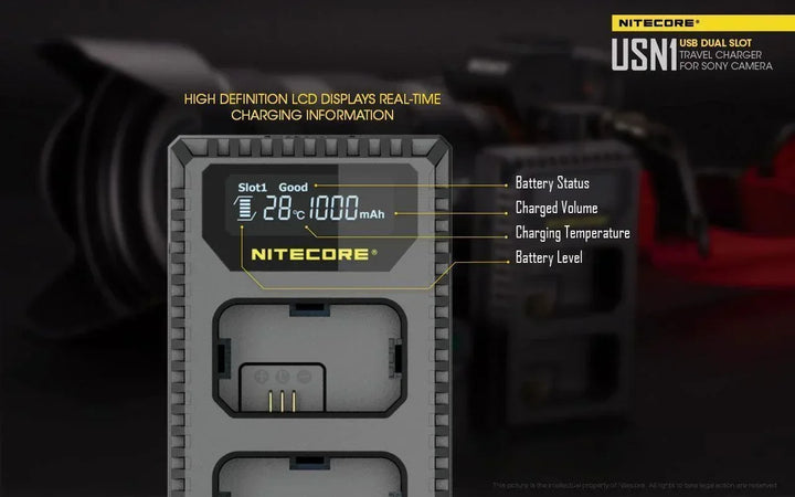 USN1 (Sony NP-FW50) Dual-Slot Battery Charger - Nitecore Singapore