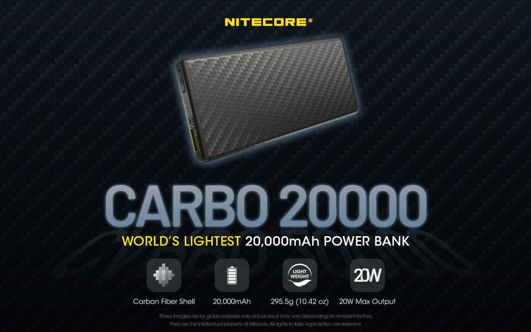 CARBO 20000 Carbon Fiber Energy Brick (20,000mAh 3A) - Nitecore Singapore