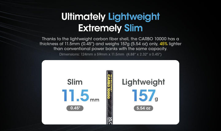 CARBO 10000 Carbon Fiber Energy Brick (10,000mAh 3A) - Nitecore Singapore