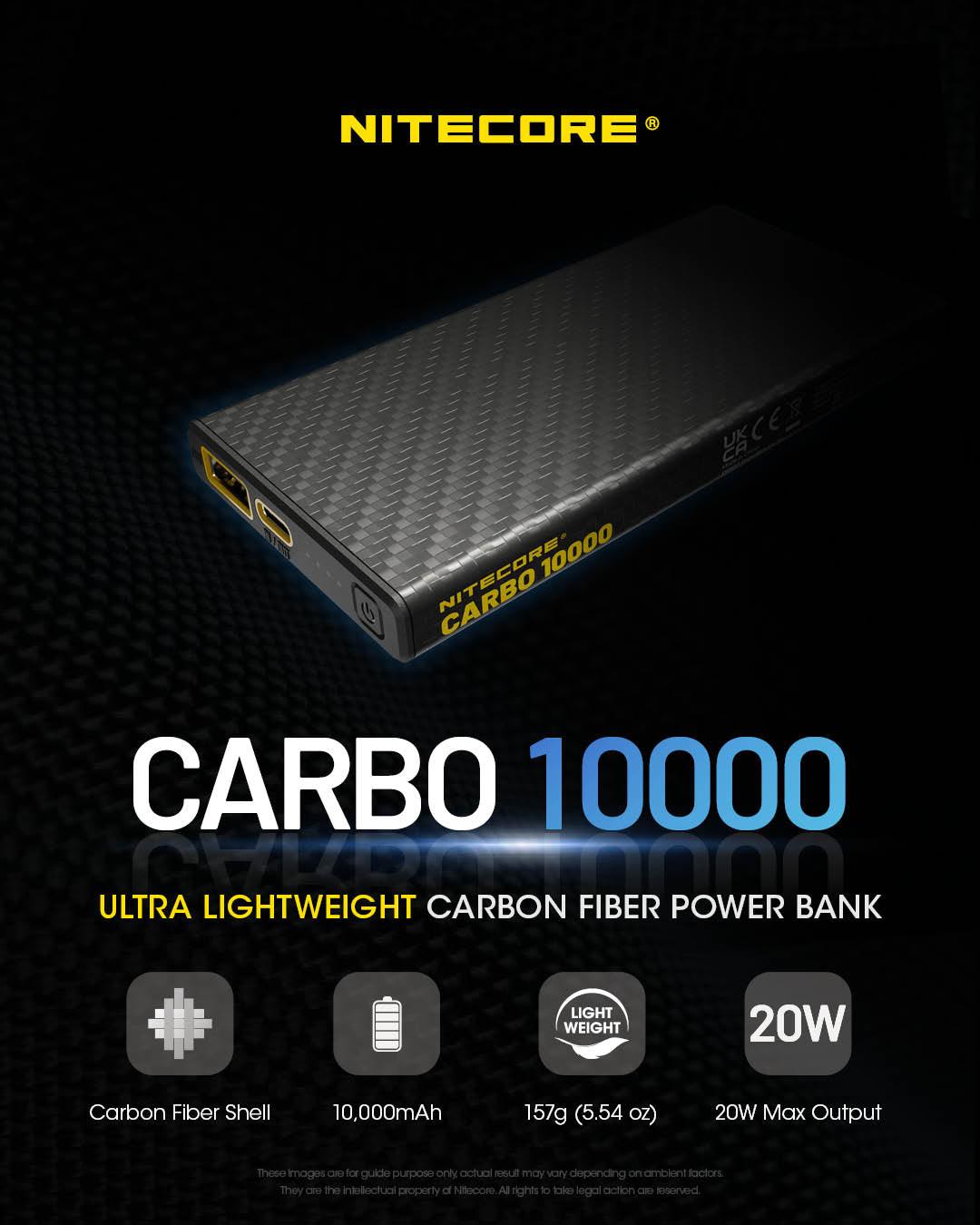 CARBO 10000 Carbon Fiber Energy Brick (10,000mAh 3A) - Nitecore Singapore