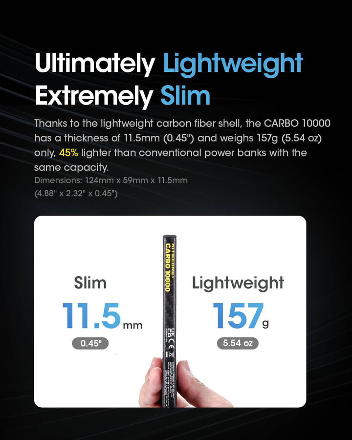 CARBO 10000 Carbon Fiber Energy Brick (10,000mAh 3A) - Nitecore Singapore