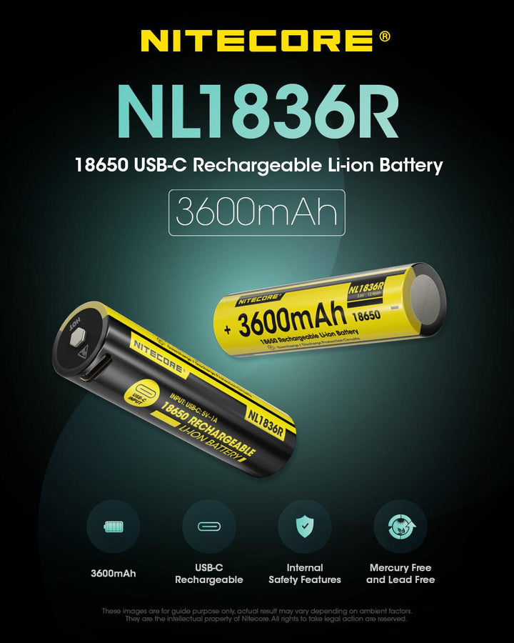 NL1836R (18650 - 3600mAh - 6A) - Nitecore Singapore