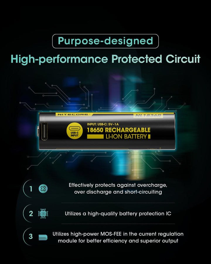 NL1836R (18650 - 3600mAh - 6A) - Nitecore Singapore
