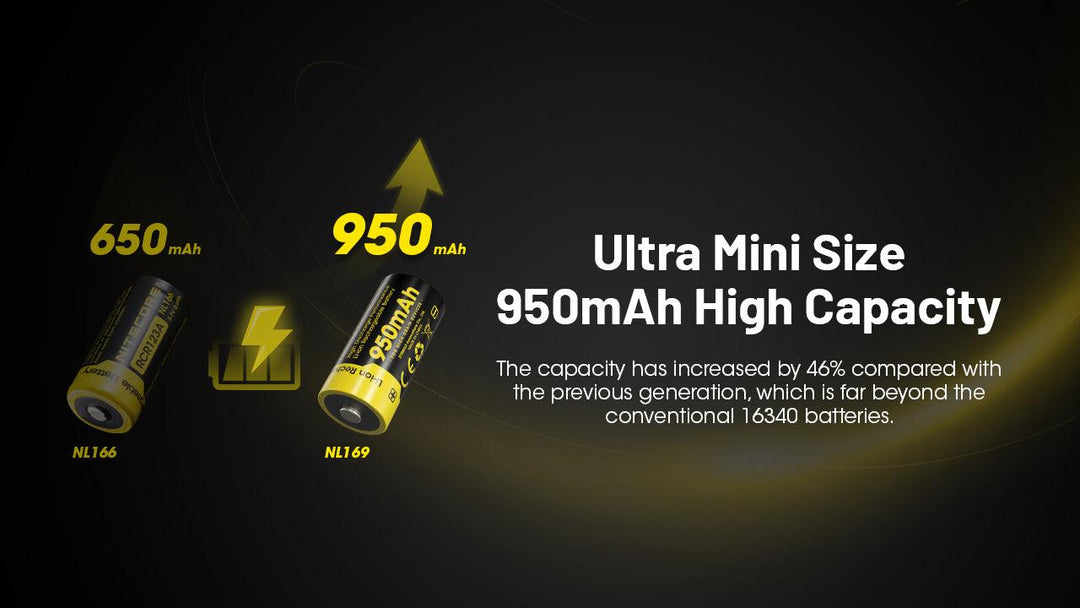NL169 (16340 - 950mAh - 2A) - Nitecore Singapore