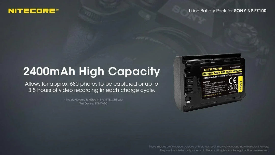 NP-FZ100C (2400mAh) Battery Pack for Sony - Nitecore Singapore