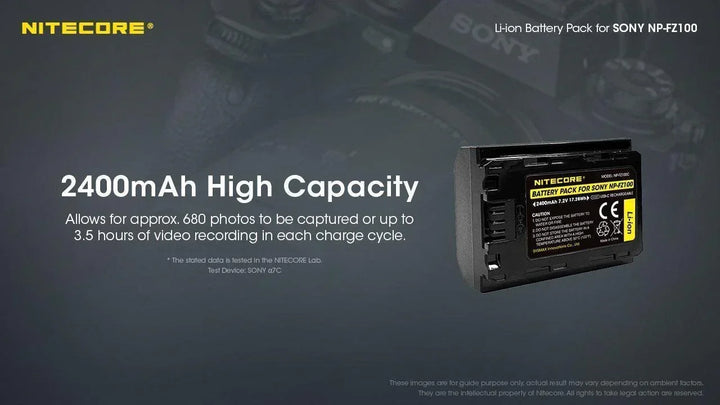 NP-FZ100C (2400mAh) Battery Pack for Sony - Nitecore Singapore