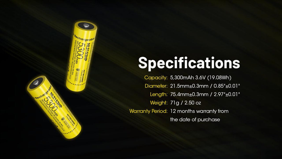 NL2153HP (21700 - 5300mAh - 20A) - Nitecore Singapore