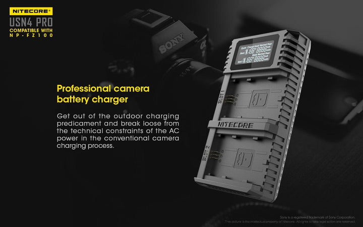 USN4 PRO (Sony NP-FZ100) Dual-Slot Battery Charger - Nitecore Singapore