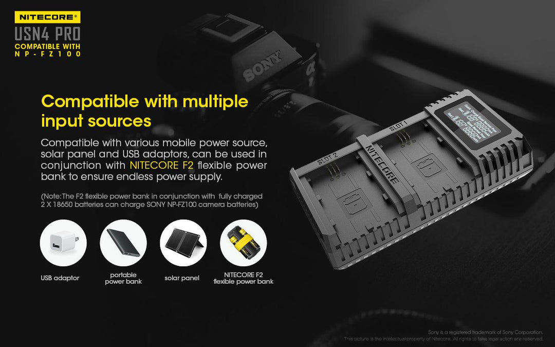 USN4 PRO (Sony NP-FZ100) Dual-Slot Battery Charger - Nitecore Singapore