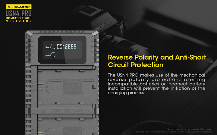 USN4 PRO (Sony NP-FZ100) Dual-Slot Battery Charger - Nitecore Singapore