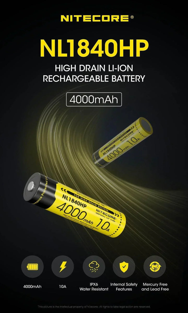 NL1840HP (18650 - 4000mAh - 10A) - Nitecore Singapore