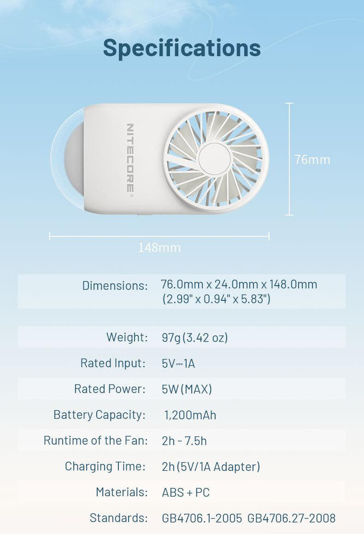NEF02 - Personal LED Fan (1,200mAh) - Nitecore Singapore