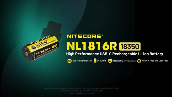 NL1816R (1600mAh - 3A) for MT1C PRO - Nitecore Singapore