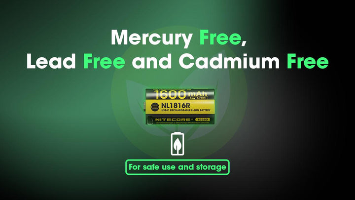 NL1816R (1600mAh - 3A) for MT1C PRO - Nitecore Singapore