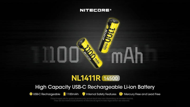 NL1411R (1100mAh - 3A) for MT1A PRO - Nitecore Singapore