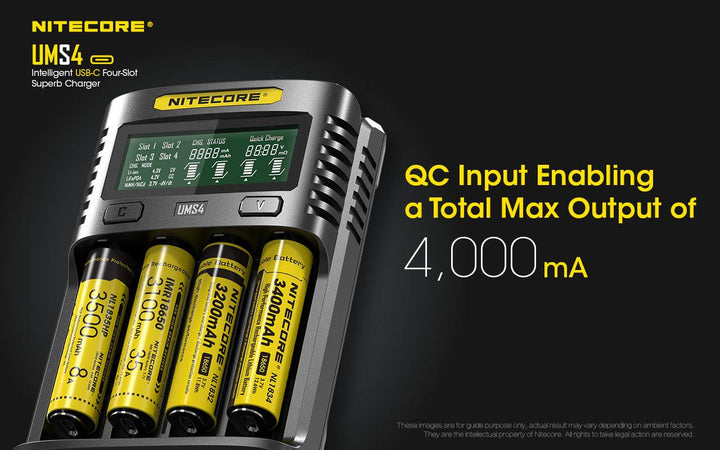 UMS4 Charger - 3A - Nitecore Singapore