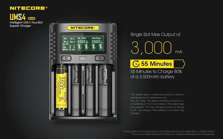 UMS4 Charger - 3A - Nitecore Singapore