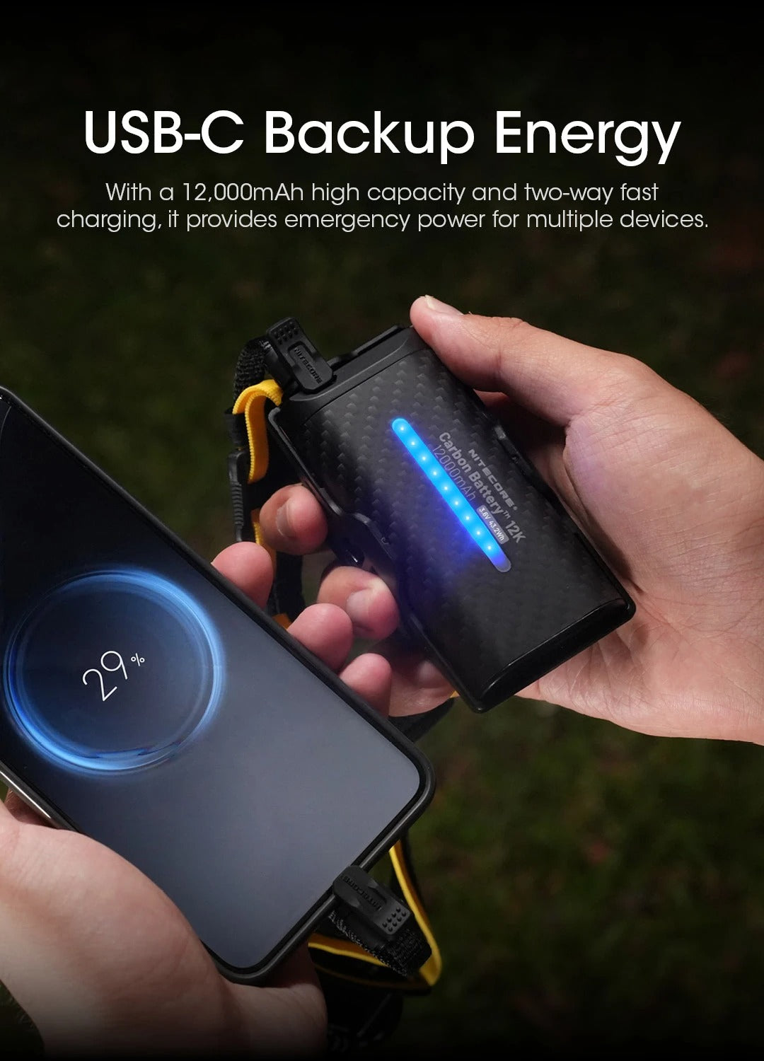 Carbon Battery 12K Headband Kit (12,000mAh 3A)