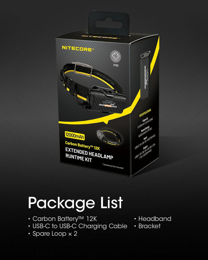 Carbon Battery 12K Headband Kit (12,000mAh 3A)