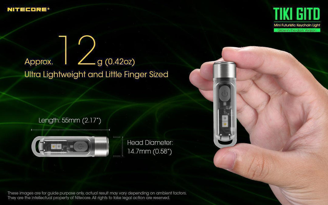 TIKI (GREEN Glow In The Dark) - 300 lumens - Nitecore Singapore