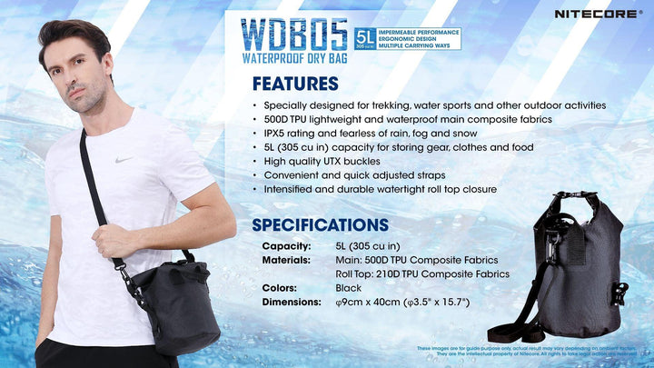 WDB05 - Waterproof Dry Bag 5L - Nitecore Singapore