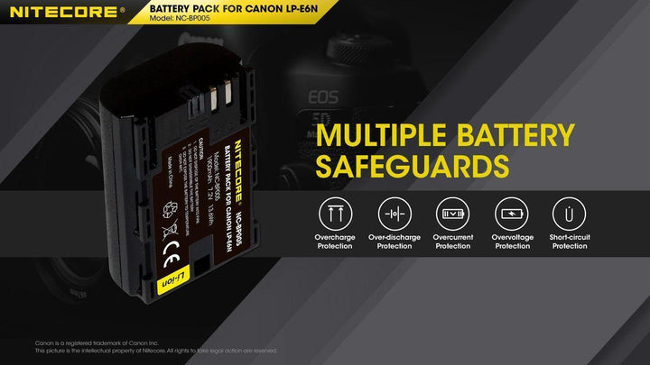 LP-E6N (1900mAh) Battery Pack for Canon (NC-BP005) - Nitecore Singapore