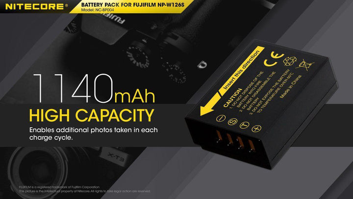 NP-W126S (1140mAh) Battery Pack for Fujifilm (NC-BP004) - Nitecore Singapore