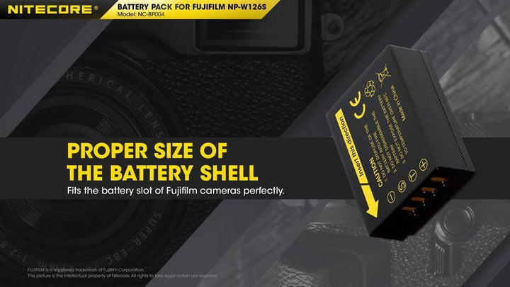 NP-W126S (1140mAh) Battery Pack for Fujifilm (NC-BP004) - Nitecore Singapore