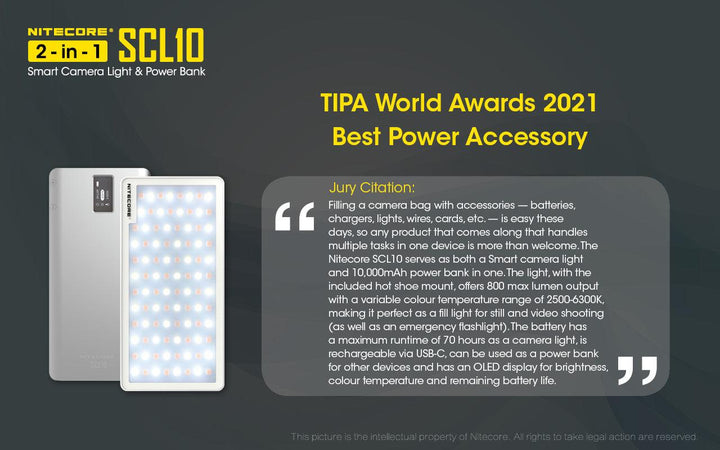 SCL10 - 2-in-1 Light & Power Bank (10,000mAh 18W) - Nitecore Singapore