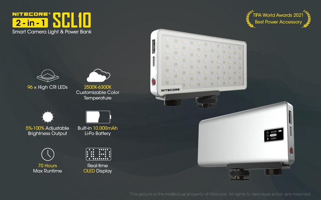 SCL10 - 2-in-1 Light & Power Bank (10,000mAh 18W) - Nitecore Singapore