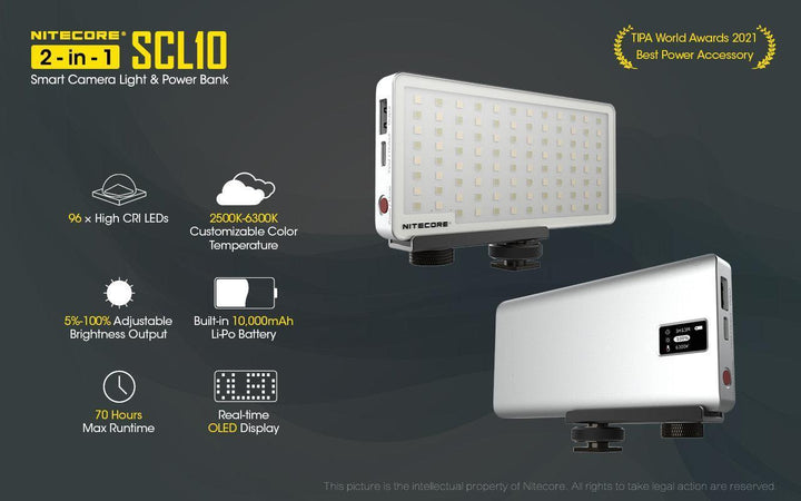 SCL10 - 2-in-1 Light & Power Bank (10,000mAh 18W) - Nitecore Singapore
