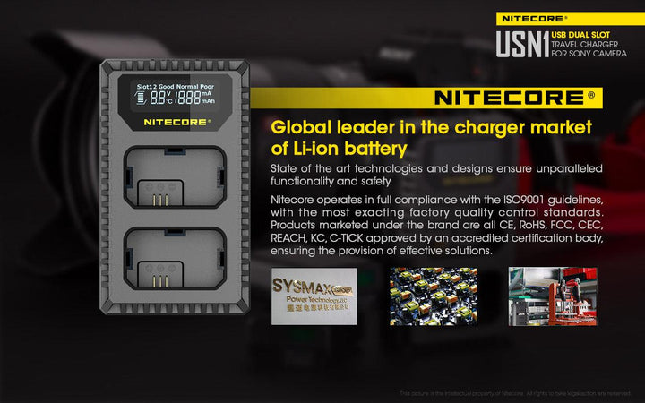 USN1 (Sony NP-FW50) Dual-Slot Battery Charger - Nitecore Singapore
