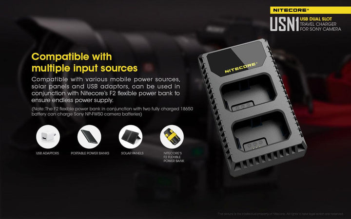 USN1 (Sony NP-FW50) Dual-Slot Battery Charger - Nitecore Singapore