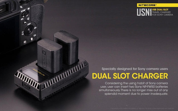 USN1 (Sony NP-FW50) Dual-Slot Battery Charger - Nitecore Singapore