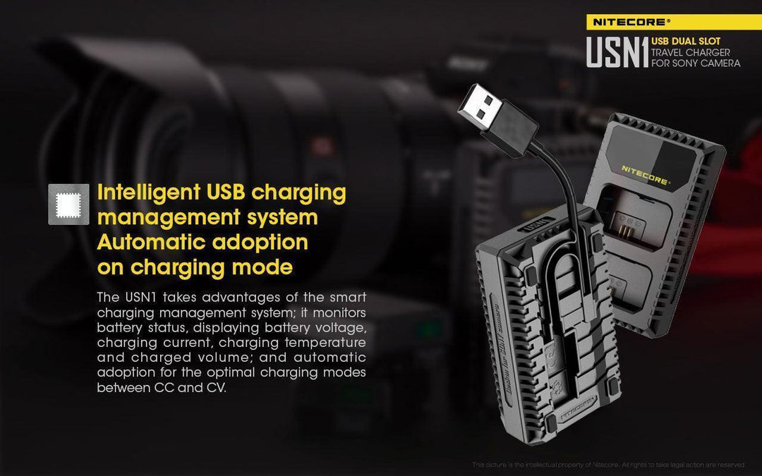 USN1 (Sony NP-FW50) Dual-Slot Battery Charger - Nitecore Singapore