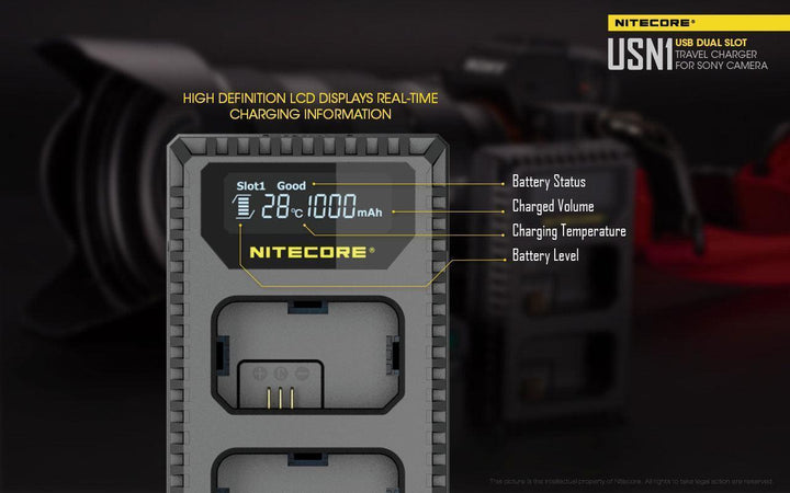 USN1 (Sony NP-FW50) Dual-Slot Battery Charger - Nitecore Singapore