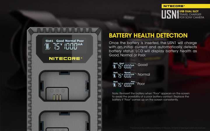 USN1 (Sony NP-FW50) Dual-Slot Battery Charger - Nitecore Singapore