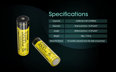 NL1836HP (18650 - 3600mAh - 8A)
