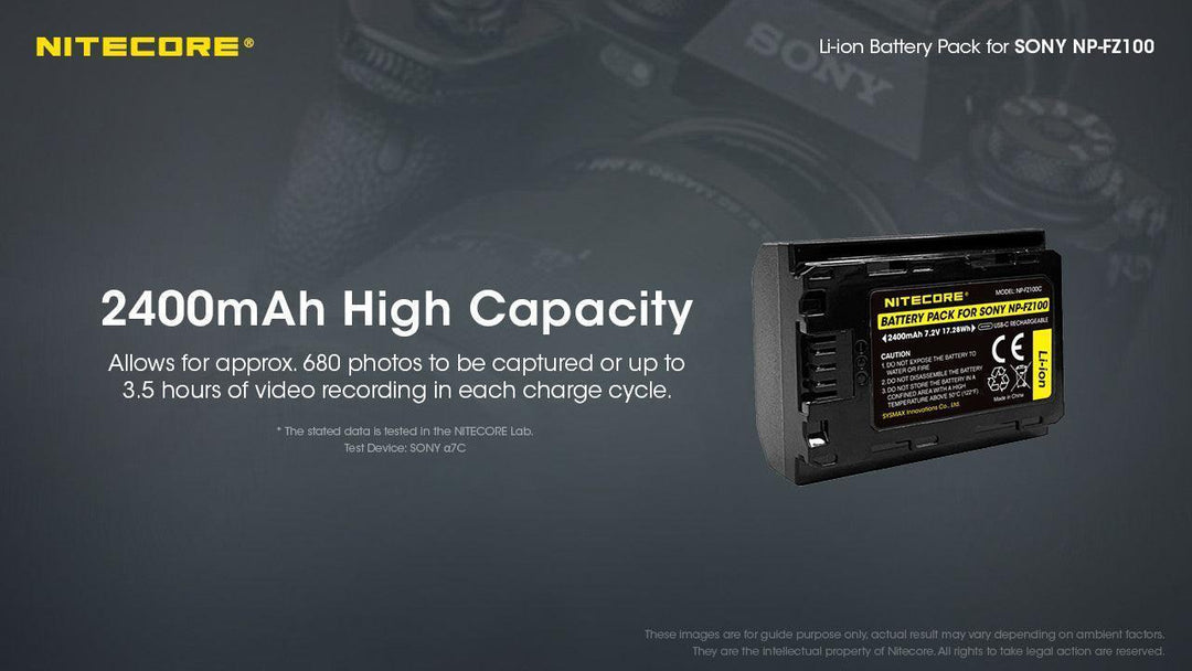 NP-FZ100C (2400mAh) Battery Pack for Sony - Nitecore Singapore