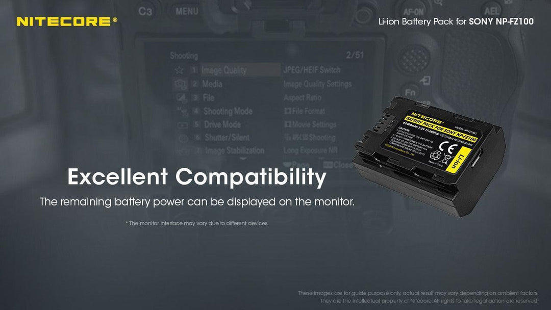 NP-FZ100C (2400mAh) Battery Pack for Sony - Nitecore Singapore
