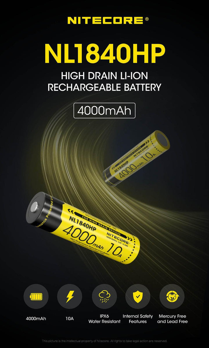 NL1840HP (18650 - 4000mAh - 10A) - Nitecore Singapore