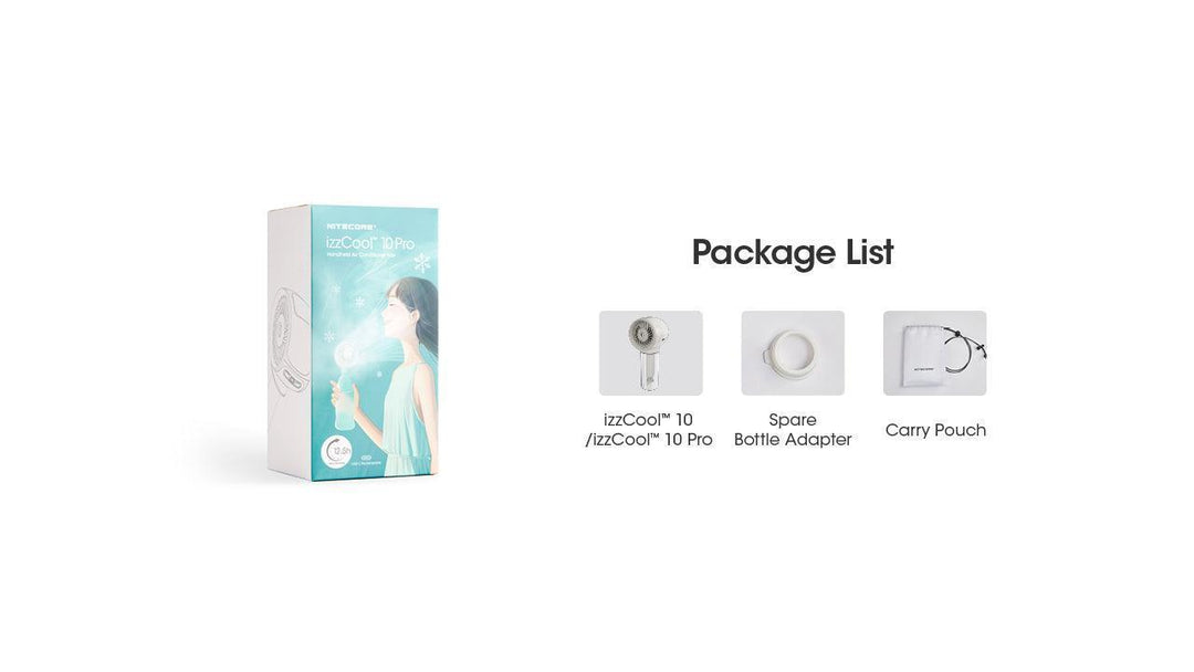 izzCool 10 - Handheld Air Conditioner Fan (2,600mAh - WHITE) - Nitecore Singapore