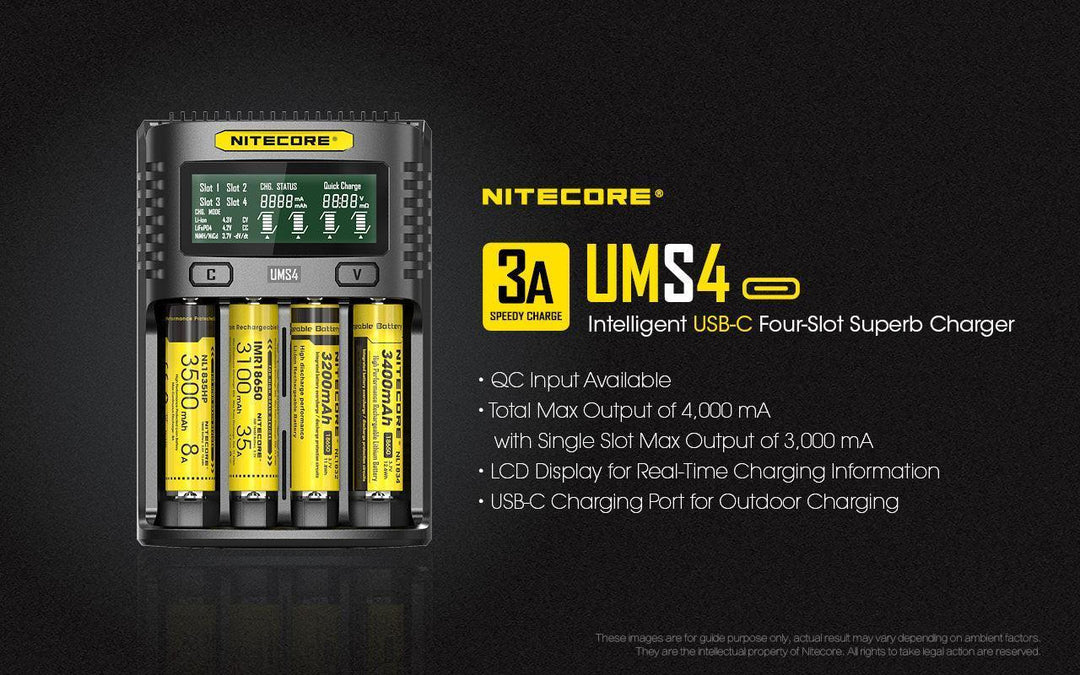 UMS4 Charger - 3A - Nitecore Singapore