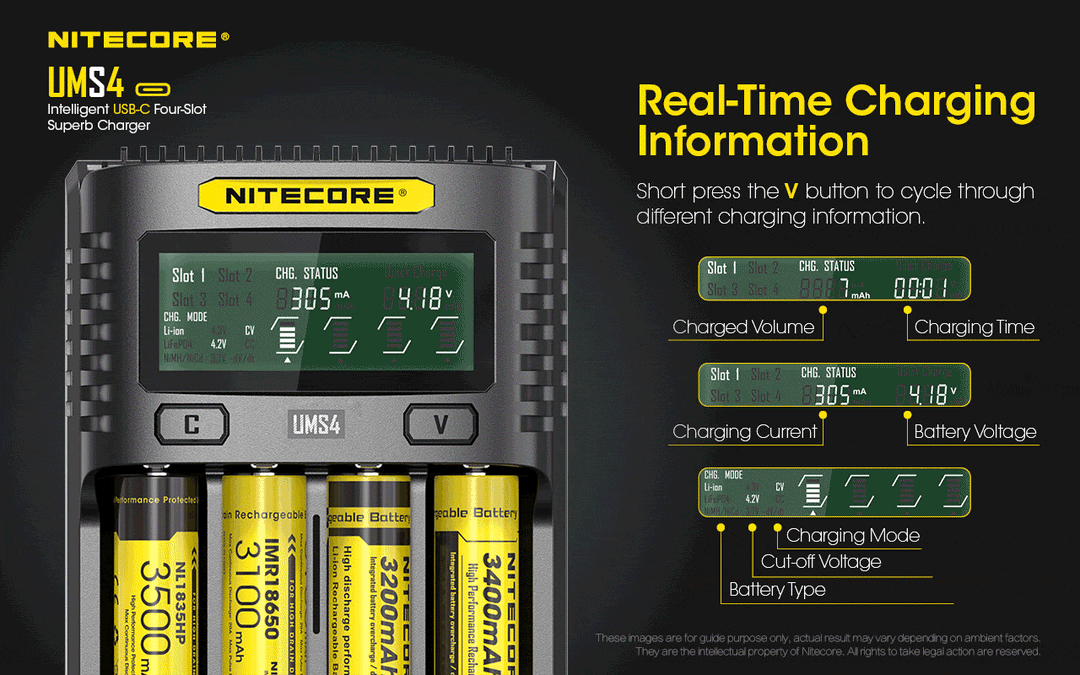 UMS4 Charger - 3A - Nitecore Singapore